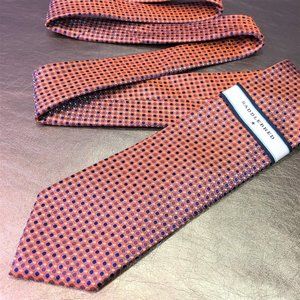 Saddlebred Orange Iridescent Geometric Print Tie